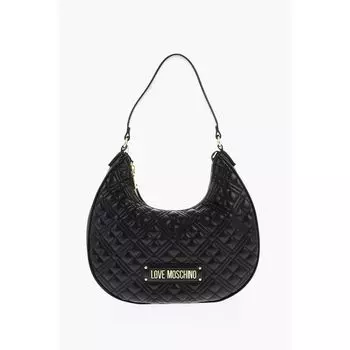 LOVE Стеганая сумка-хобо из искусственной кожи Moschino, Black