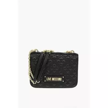 LOVE Стеганая сумка из искусственной кожи с золотой цепочкой Moschino, Black
