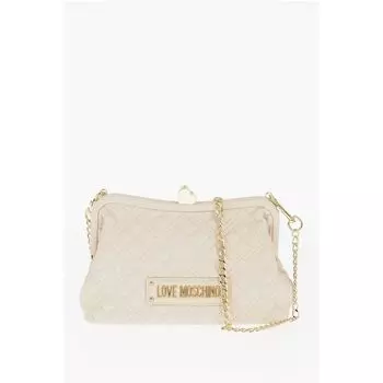LOVE стеганая сумка из искусственной кожи с золотой цепочкой и сердцем Moschino, бежевый