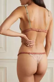 LOVE STORIES Бюстгальтер с треугольными чашечками и мягкими чашечками из шелкового атласа с отделкой кружевом Beau, светло-зеленый