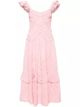 LoveShackFancy платье миди Brin со сборками, розовый