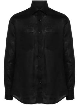 Low Brand льняная рубашка с накладными карманами, черный