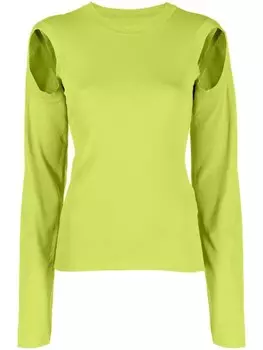 Low Classic джемпер тонкой вязки с вырезами, зеленый