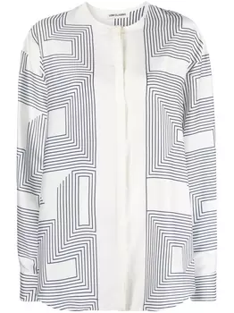 Low Classic рубашка с длинными рукавами и геометричным принтом, белый