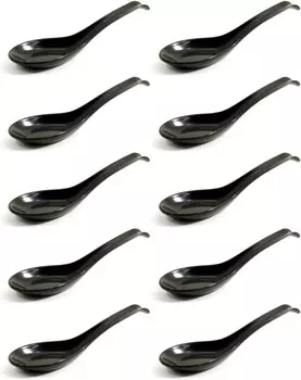 Ложка Asahi Koyo Forenge, черная, набор из 10 шт., 6,1 дюйма (15,5 см), сделано в Японии, ловушки на краю, коммерческое использование Asahikoyo, Black