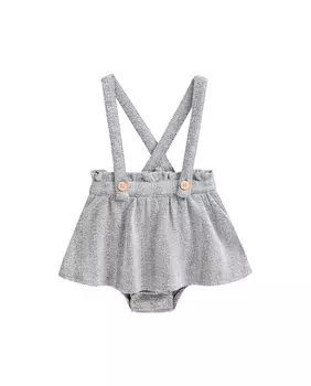 Лягушка для девочки с принтом «елочка» и лямками Dadati, серый