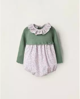 Лягушка для девочки с рюшами из 100% хлопка Zippy, темно-зеленый