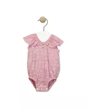 Лягушка для девочки с рюшами на шее и крабовым принтом BABID, розовый