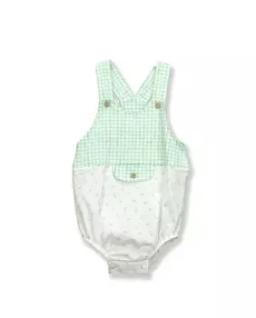 Лягушка для мальчика с лямками лимонного цвета и клетчатым принтом BABID, зеленый