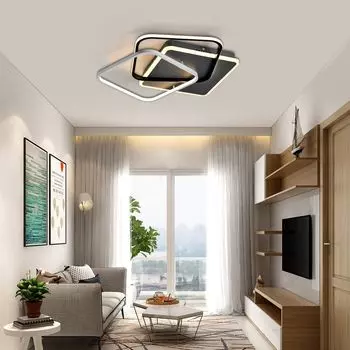 LQWELL Потолочный светильник Светодиодный потолочный светильник 31,5 Вт 3000 К Кухонный светильник Современный светильник для спальни из алюминия Черный Белый 560 x 545 x 80 мм [Класс энергопотребления E]