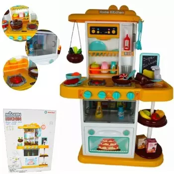 Lt77 Landtoys Игрушечная Кухня Для Детей Вода Пар Мел Доска 43 Элемента 72 См