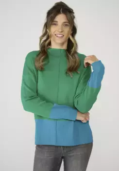 Любимая деталь вязаного свитера "Пуловер КристиЭП" с цветными вставками Lieblingsstck, синий