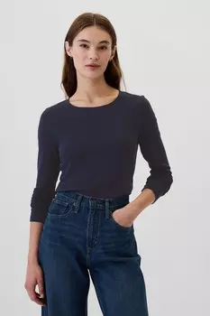 Любимая футболка из хлопка и модала с круглым вырезом и длинными рукавами Gap, синий