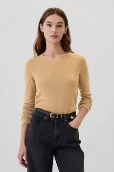 Любимая футболка из хлопка и модала с круглым вырезом и длинными рукавами Gap, коричневый