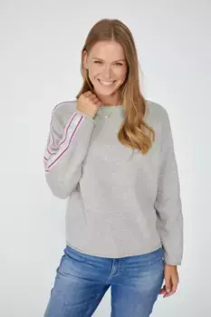 Любимая вещь: вязаный свитер "AmilyL" с логотипными полосками Lieblingsstck, серый