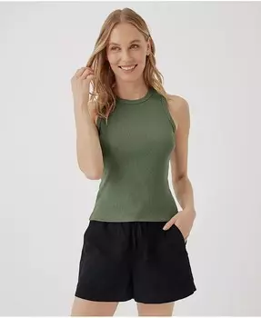 Любимая женская майка в рубчик с гоночной спиной Pact, зеленый