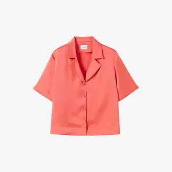 Любопытная атласная рубашка с короткими рукавами Claudie Pierlot, желтый