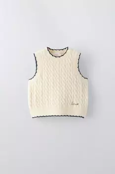 Любовный трикотажный жилет ZARA, экрю