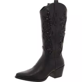 Lucah женские ковбойские сапоги с блестками и острым носком в стиле вестерн Wild Pair, цвет black smooth