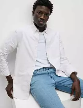 Лучшая оксфордская рубашка в полоску из чистого хлопка Marks & Spencer, цвет Natural mix