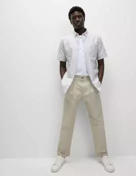 Лучшая оксфордская рубашка в полоску из чистого хлопка Marks & Spencer, цвет Natural mix