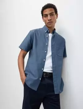 Лучшая рубашка Oxford из чистого хлопка Marks & Spencer, цвет Air force blue