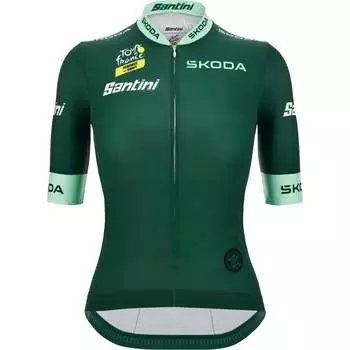 Лучшая спринтерская майка tdf femme avec zwift Santini, цвет verde