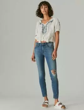 Lucky Brand женские джинсы средней посадки Ava Super Skinny Destruct, цвет medium dark blue