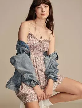 Lucky Brand Женское мини-платье с принтом и сборками в форме сердца, цвет multi