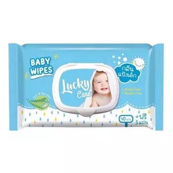 Lucky Чистые детские салфетки, детская присыпка, 45 листов, Blue