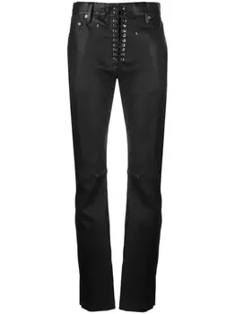 Ludovic de Saint Sernin кожаные брюки со шнуровкой, черный