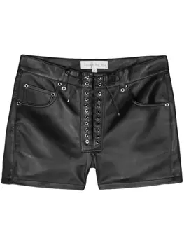 Ludovic de Saint Sernin кожаные шорты со шнуровкой, черный