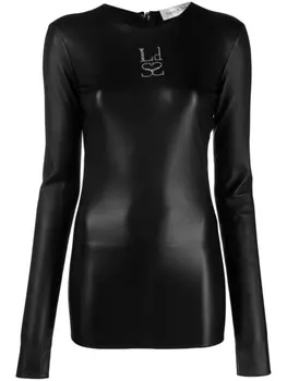 Ludovic de Saint Sernin кожаный топ со стразами, черный