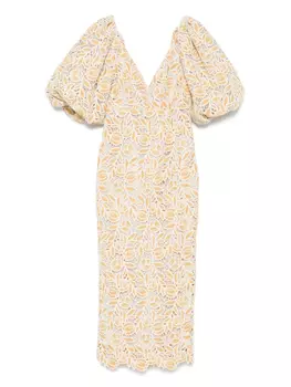 LUISA SPAGNOLI платье миди в технике кроше, нейтральный