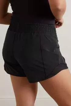 LULULEMON Hotty Hot 4-дюймовые шорты Swift с сетчатой отделкой из переработанного материала, черный