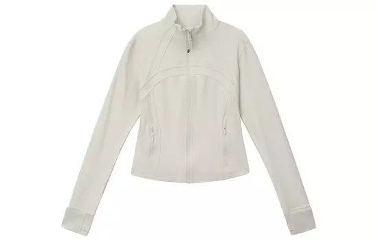 Lululemon Укороченная куртка в рубчик, куртка Nulu, пальто, женская, цвет костяной белизны, в рубчик с блестками