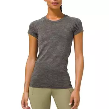 Lululemon Женская футболка Swiftly Tech, смешанный камуфляж, черный/серо-зеленый
