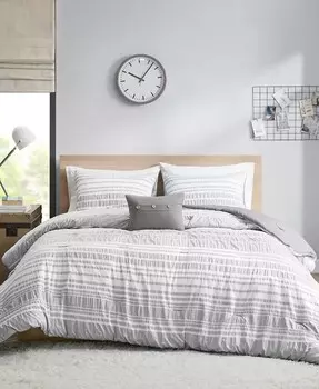 Люми в полоску, 4 шт. Комплект одеял, полный/размер Queen Intelligent Design, серый