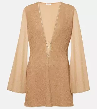 Люмиэровое металлизированное мини-платье Osree, золотой