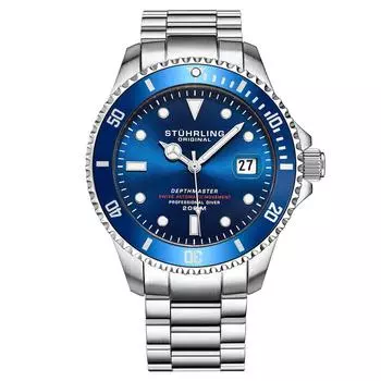 Lumina Swiss автоматические дайверские часы Depthmaster 42 мм с браслетом из нержавеющей стали STHRLING Original, синий