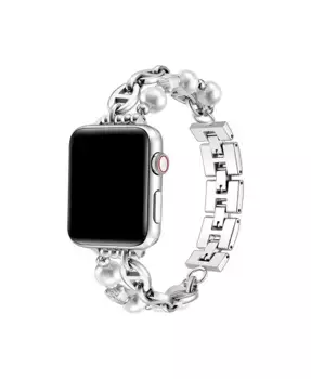 Луна - браслет с искусственным жемчугом для Apple Watch 44,45,46,49 мм Posh Tech, серебряный