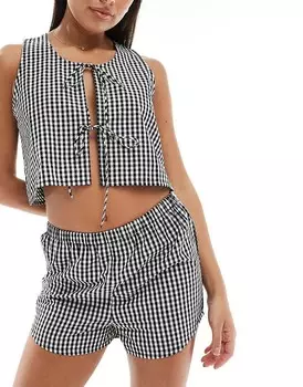 Luna – Черная пижама в клетку виши: топ без рукавов и шорты