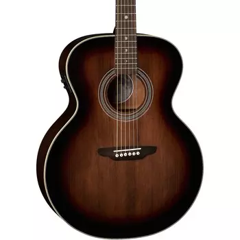 Luna Guitars Art Vintage Solid Top Jumbo Акустическая/Электрическая гитара Потертый Винтаж Brownburst