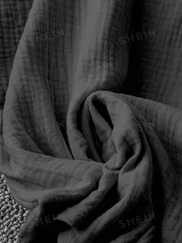 LUNE Рубашка больших размеров с асимметричным воротником и короткими рукавами, пуговицами спереди и карманами, летняя повседневная одежда Shein, черный