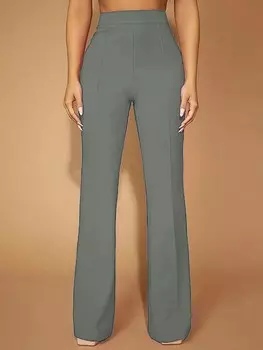 LUNE Женские брюки больших размеров с завышенной талией и складками Shein, серый