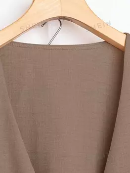 LUNE Женский простой однотонный комплект из рубашки и брюк с длинными рукавами большого размера для повседневной носки Shein, кофейно-коричневый