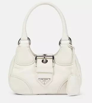 Лунная маленькая кожаная сумка через плечо Prada, белый