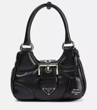 Лунная маленькая кожаная сумка через плечо Prada, черный