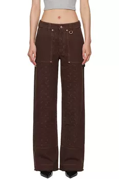 Лунные жаккардовые рабочие брюки карго в рубчик Marine Serre, коричневый