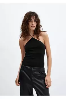 Люрекс Воротник-халтер Боди Mango, черный